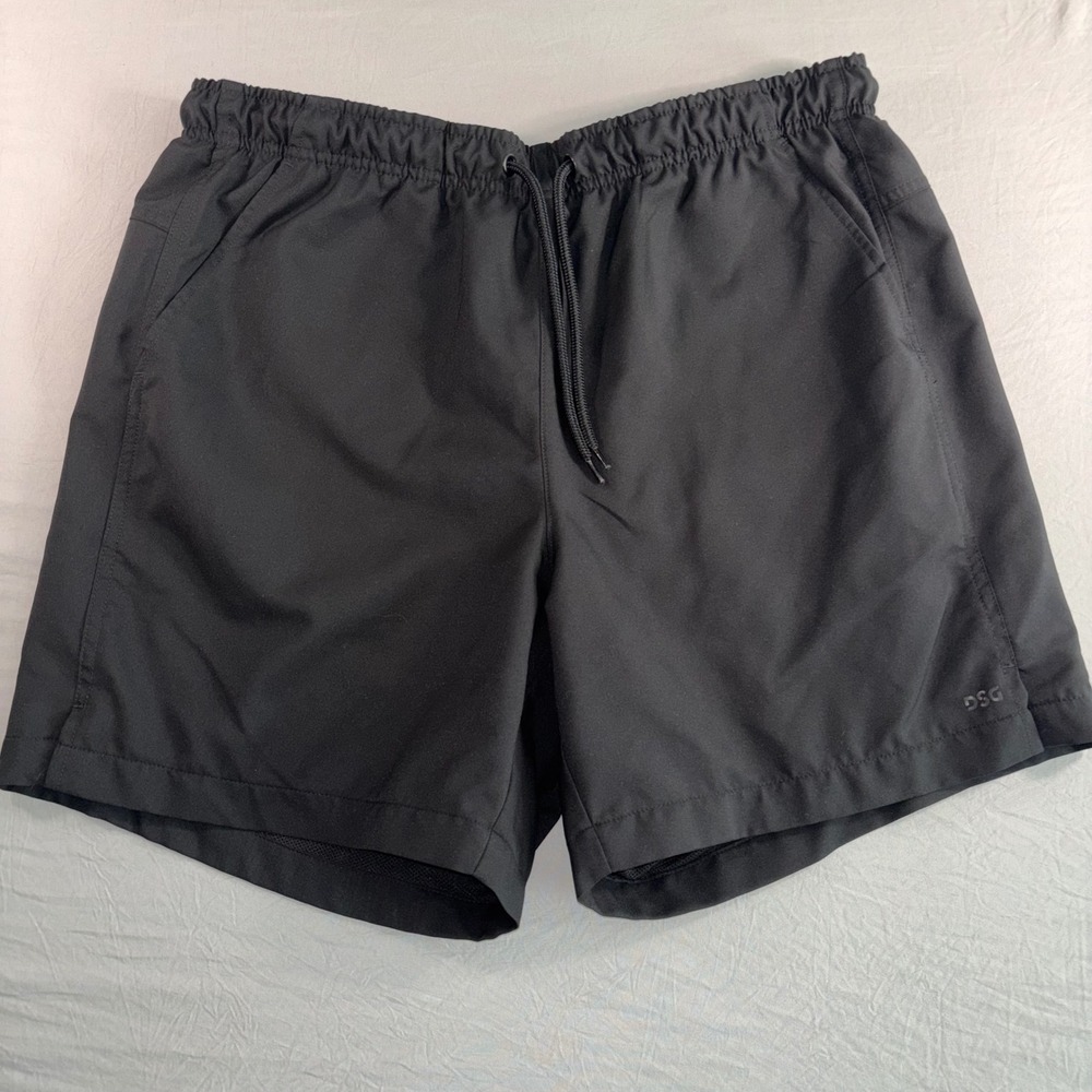 DSG Mens Athletic Shorts Black Mesh Lined Drawstring Gym Running DAM12111 Size L